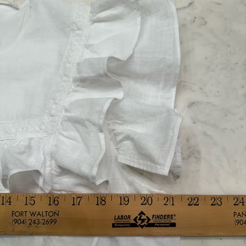 Day + Moon Mini 100% Cotton Mini Dress Sleeveless Womens Sz M White Ruffle Lace - Picture 5 of 8